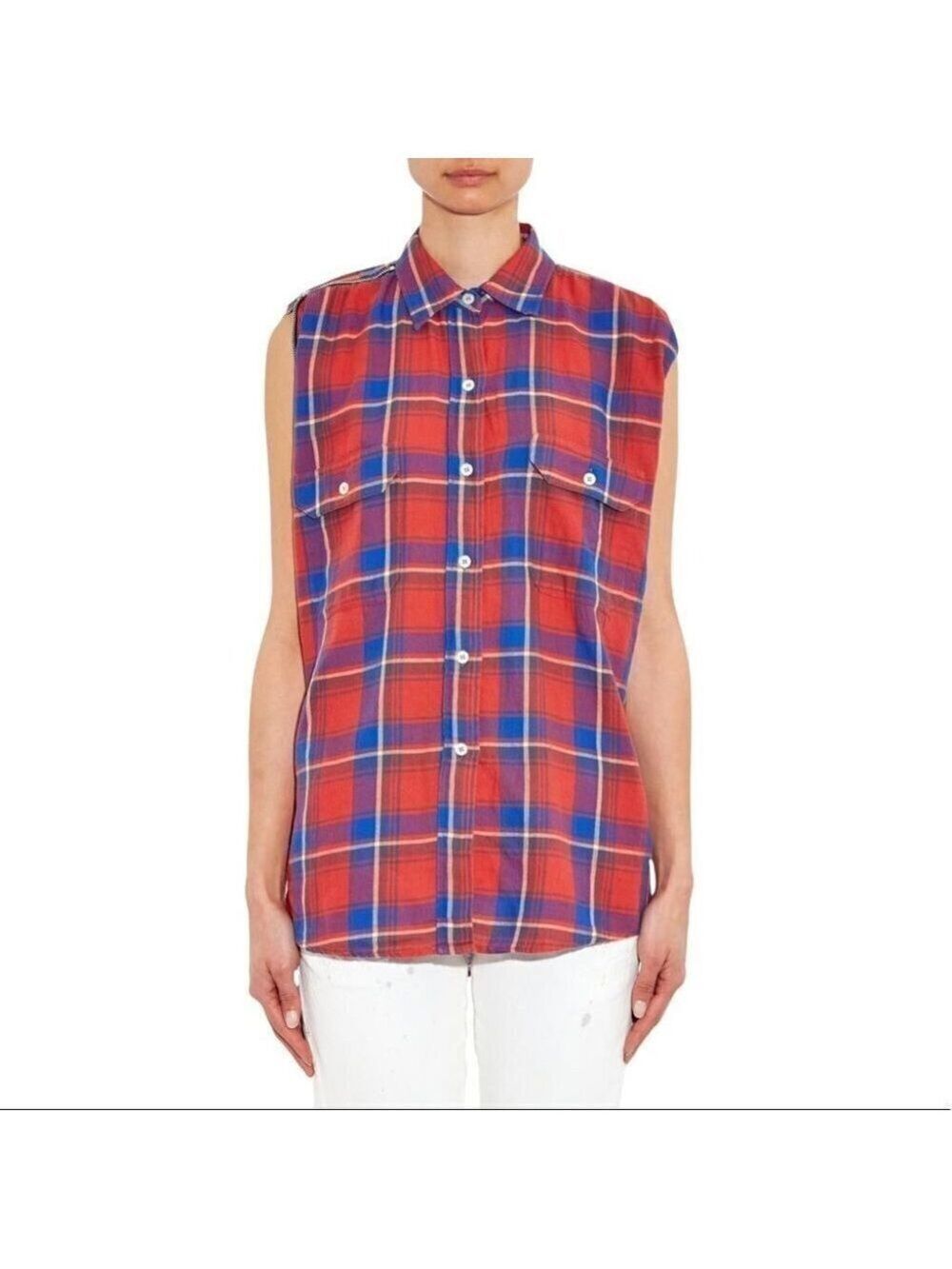 * R13 Red Short Sleeved Flannel Plaid Shirt Size M (like Fear of God)